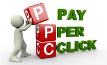 a person holding up a block with the words pay per click
