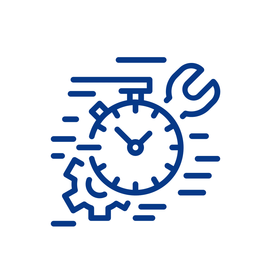 a blue clock icon on a black background