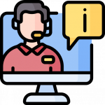 a man with a headset and a speech bubble